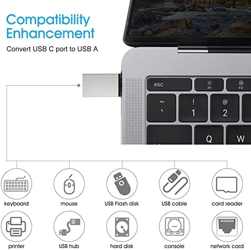 מתאם Garrulax USB C ל- USB, [5 חבילה] Thunderbolt 3 ל- USB 3.0 מתאם תואם עבור MacBook Pro 2019/2018, MacBook